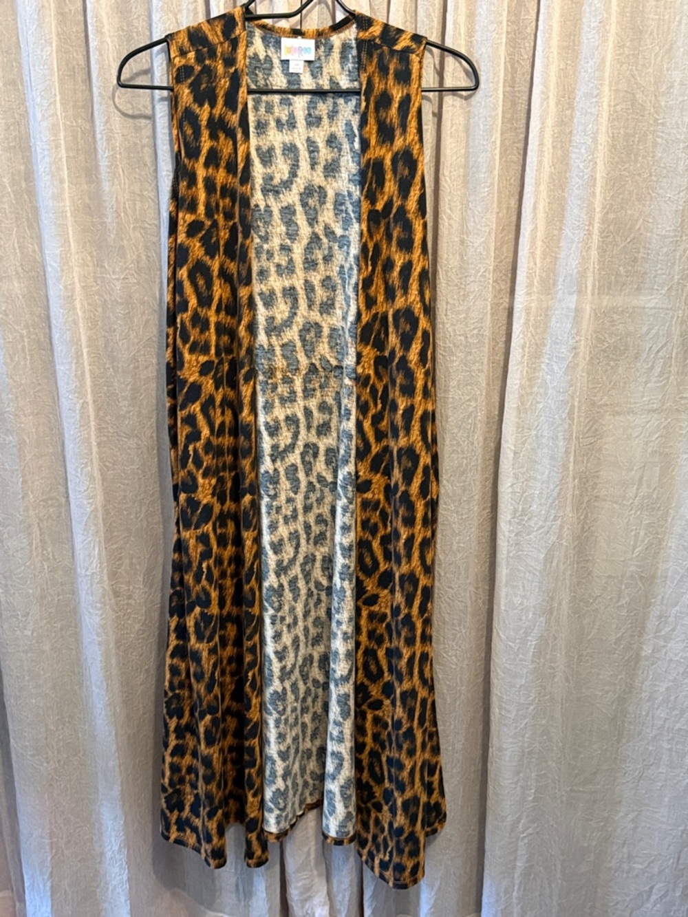 LuLaRoe Leopard Print Long Vest in Black and Brown